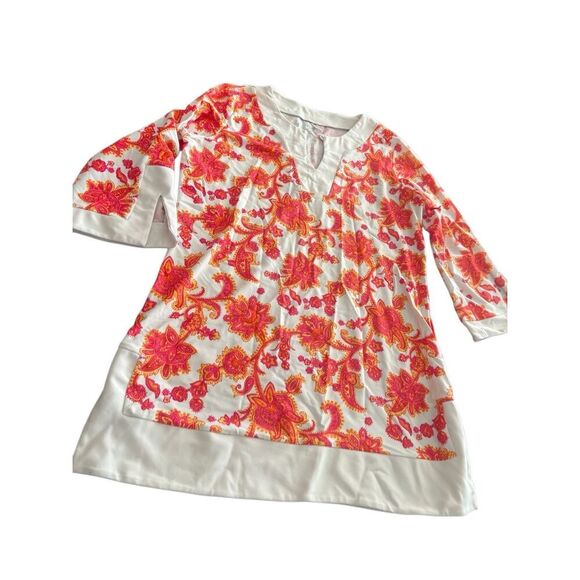 Cabana Life Coral Print Shift Dress Cover Up size L - Picture 2 of 6
